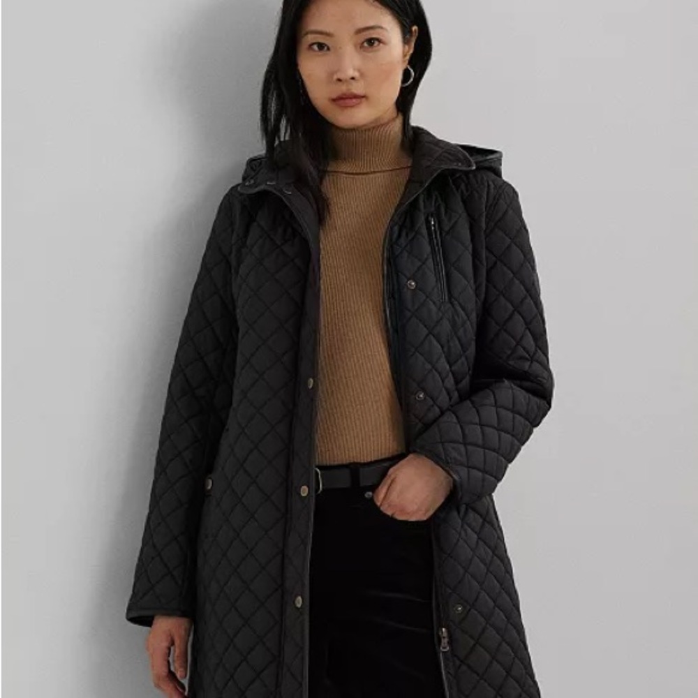 NWT Ralph Lauren Women's Black Quilted Puffer Jacket size PXL